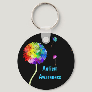 Autism Awareness Puzzle Dandelion Keychain