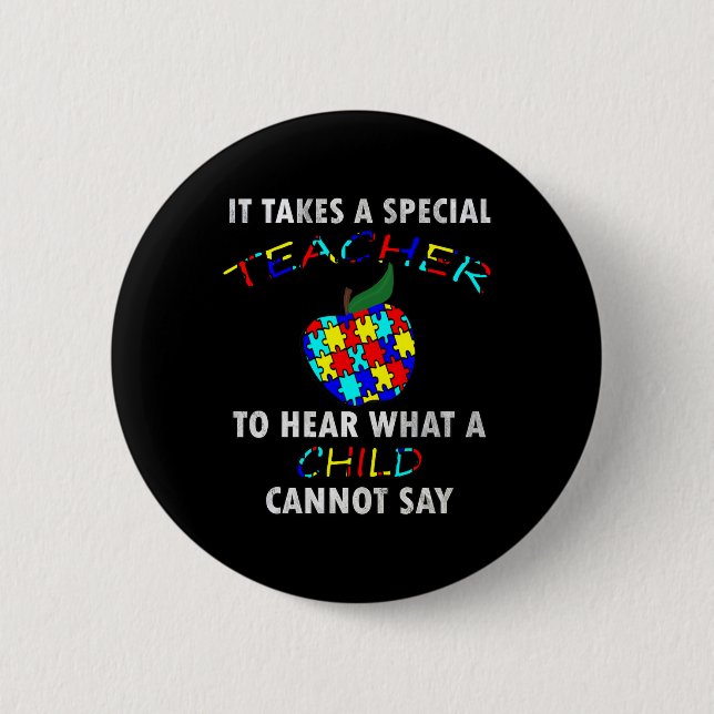 Autism Awareness Puzzle Design Support Special Ed  Button (Front)