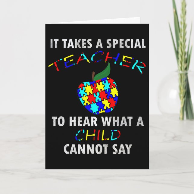 Autism Awareness Puzzle Design Support Special Ed  Card (Front)