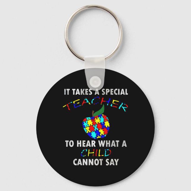 Autism Awareness Puzzle Design Support Special Ed  Keychain (Front)