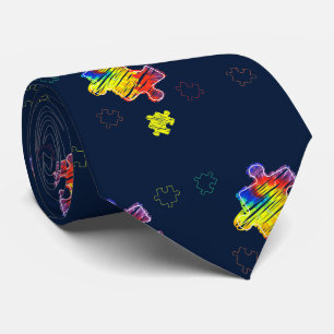 Autism Awareness Puzzle Doodles Modern Neck Tie