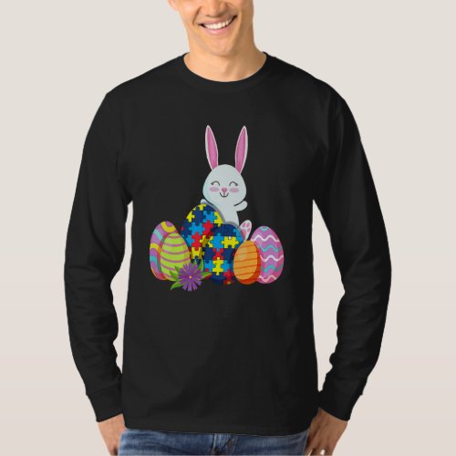 Autism Awareness Puzzle Easter Bunny Eggs  T_Shirt