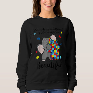 Autism Awareness Puzzle Elephant Mom Son Daughter  Sweatshirt