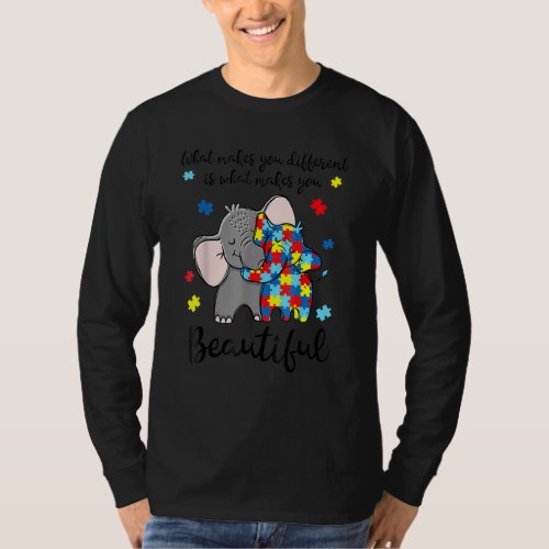 Autism Awareness Puzzle Elephant Mom Son Daughter  T_Shirt