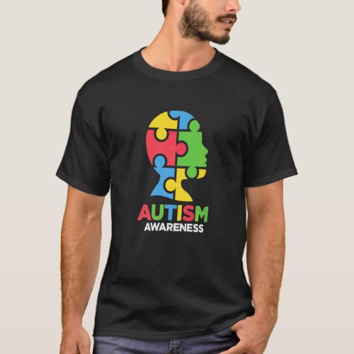 Autism Awareness Puzzle Head Autistic Support Fami T-Shirt