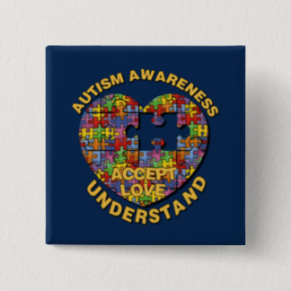 Autism Awareness Puzzle Heart Button