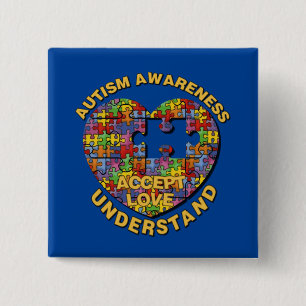 Autism Awareness Puzzle Heart Button