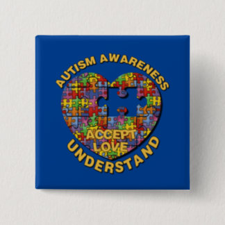 Autism Awareness Puzzle Heart Button