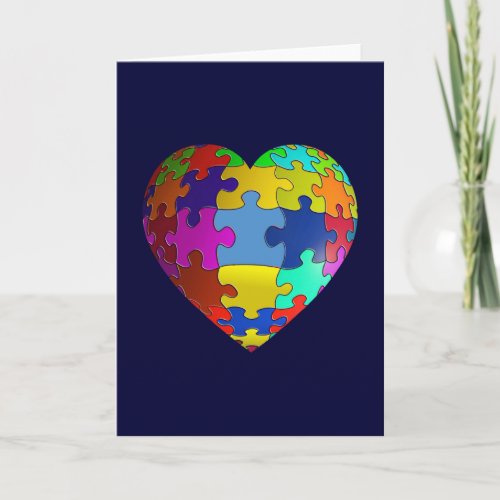 Autism Awareness Puzzle Heart Card