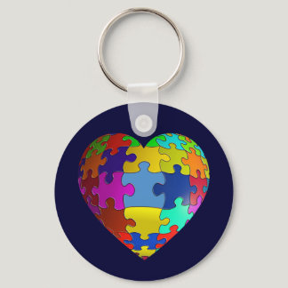 Autism Awareness Puzzle Heart Keychain