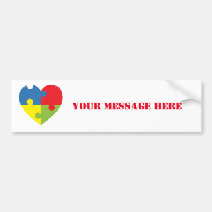 Autism Awareness Puzzle Heart Personalized Bumpe Bumper Sticker