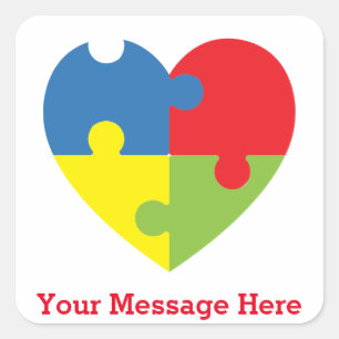 Autism Awareness Puzzle Heart Personalized Square Sticker