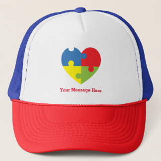 Autism Awareness Puzzle Heart Personalized Trucker Trucker Hat