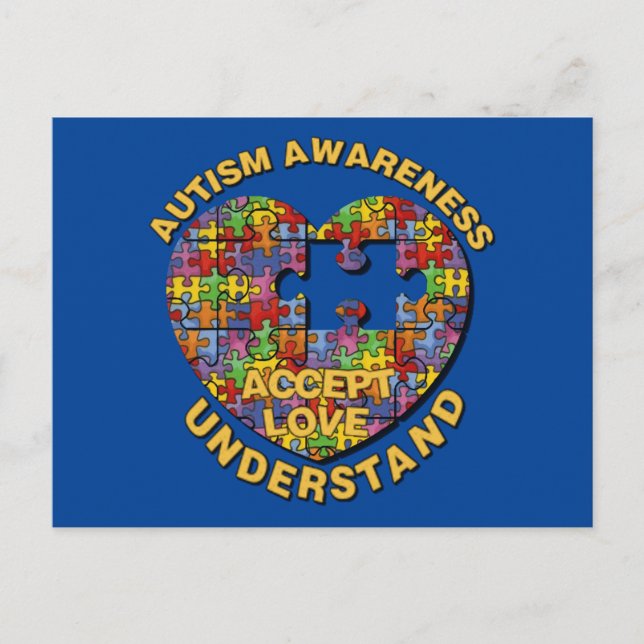 Autism Awareness Puzzle Heart Postcard (Front)