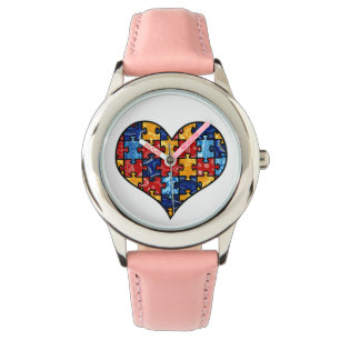 Autism Awareness Puzzle Heart Watch