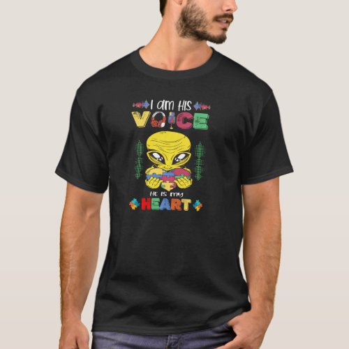 Autism Awareness Puzzle I Am His Voice He Is My He T-Shirt