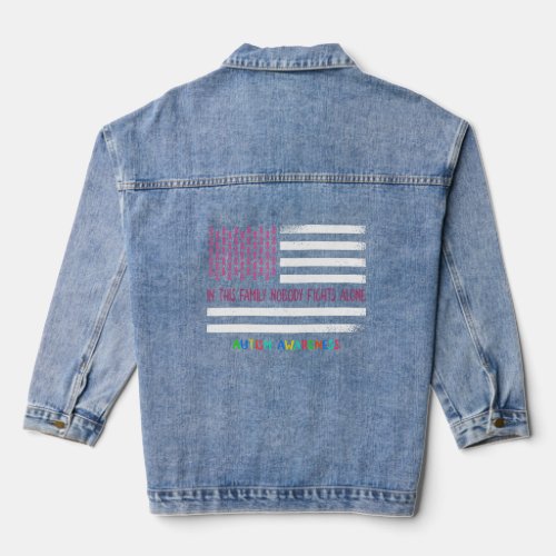 Autism Awareness Puzzle In This Family Nobody Figh Denim Jacket