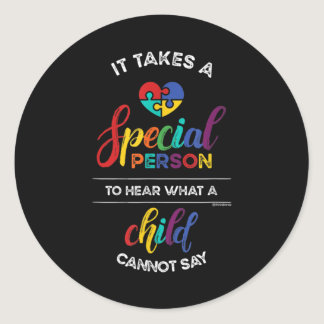 Autism Awareness Puzzle It Takes a Special Person Classic Round Sticker