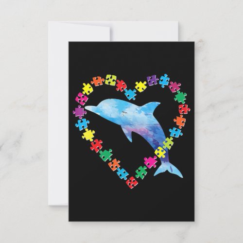 autism awareness puzzle love strong be dolphin mom RSVP card