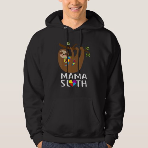 Autism Awareness Puzzle Mama Sloth Lover Proud Mom Hoodie