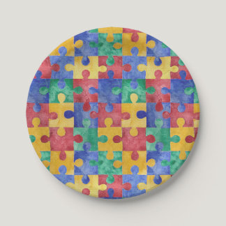 Autism Awareness puzzle paper plates