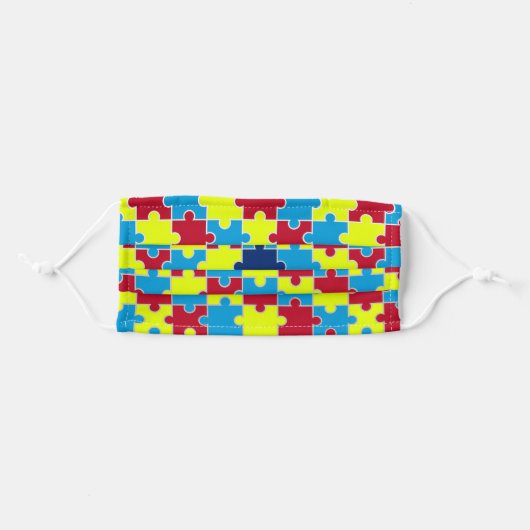 Autism Awareness Puzzle Pattern Adult Cloth Face Mask (Front, Folded)