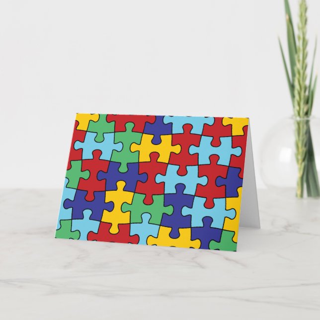 Autism Awareness Puzzle Pattern Card (Front)