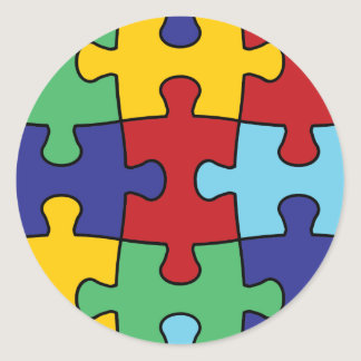 Autism Awareness Puzzle Pattern Classic Round Sticker