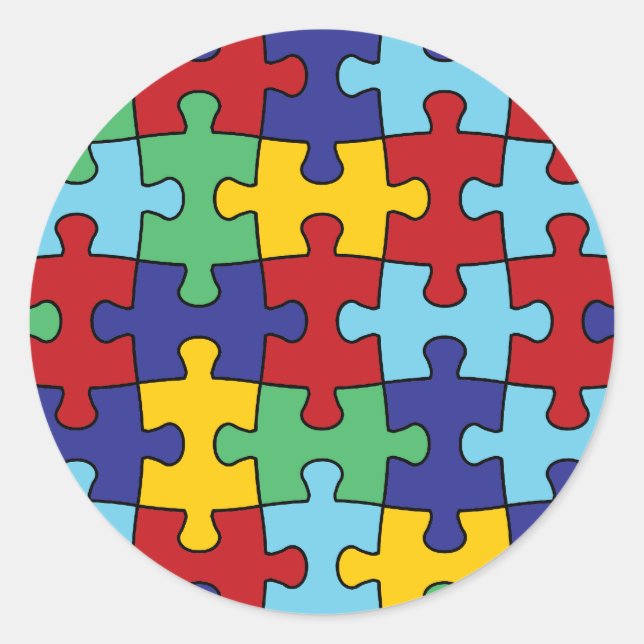 Autism Awareness Puzzle Pattern Classic Round Sticker (Front)
