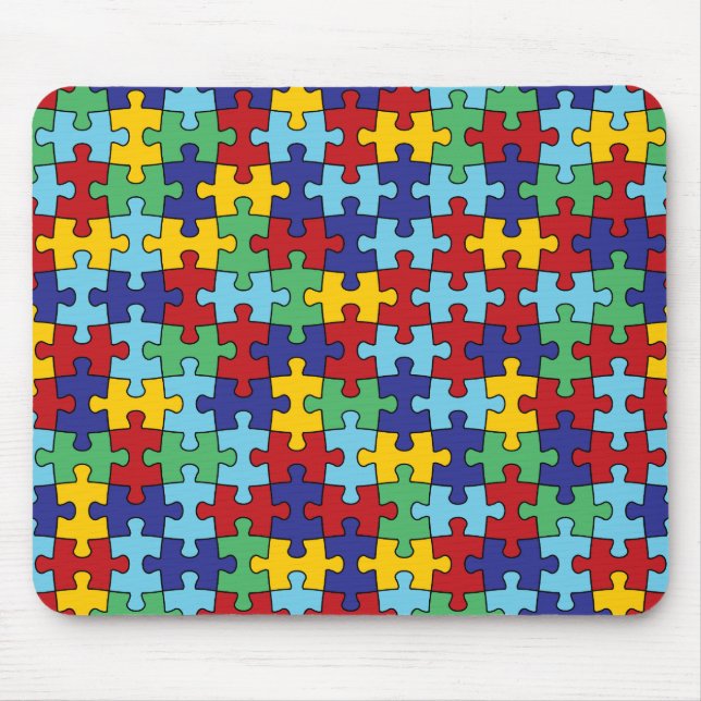 Autism Awareness Puzzle Pattern Mouse Pad (Front)