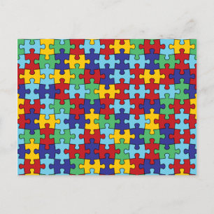 Autism Awareness Puzzle Pattern Postcard