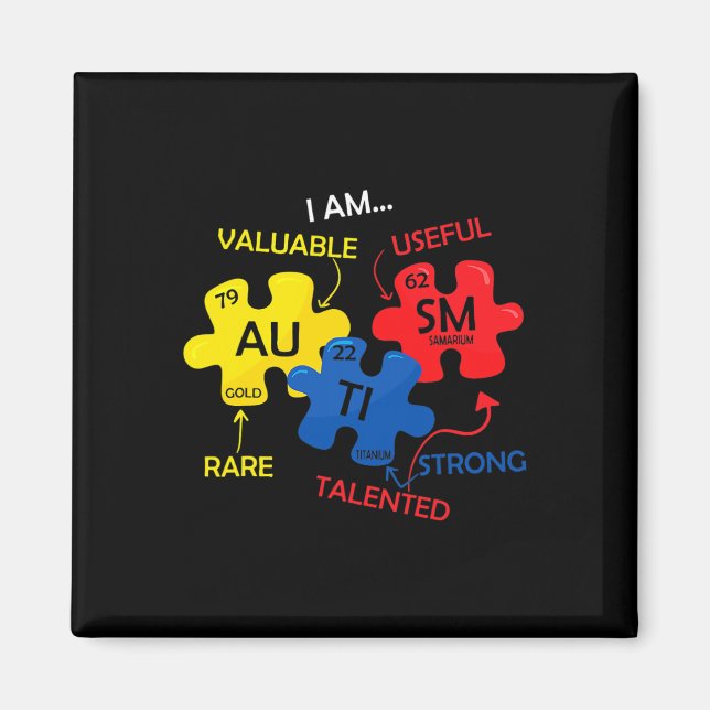 Autism Awareness Puzzle Periodic Table Elements Mo Magnet (Front)