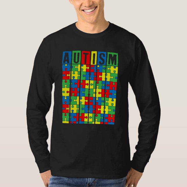Autism Awareness Puzzle Piece Autistic Boys Girls  T-Shirt (Front)