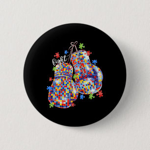 Autism Awareness Puzzle Piece Boxing Gloves Men Wo Button