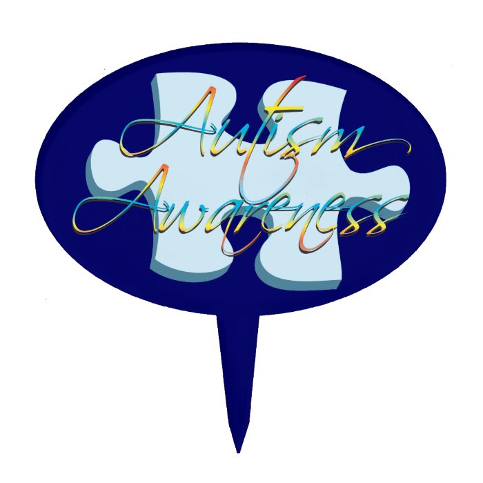 Autism Awareness Puzzle Piece Dk Blue Cake Topper