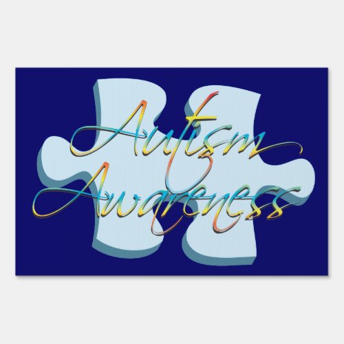 Autism Awareness Puzzle Piece Dk Blue Yard Sign