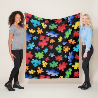 Autism Awareness Puzzle Piece Fleece Blanket