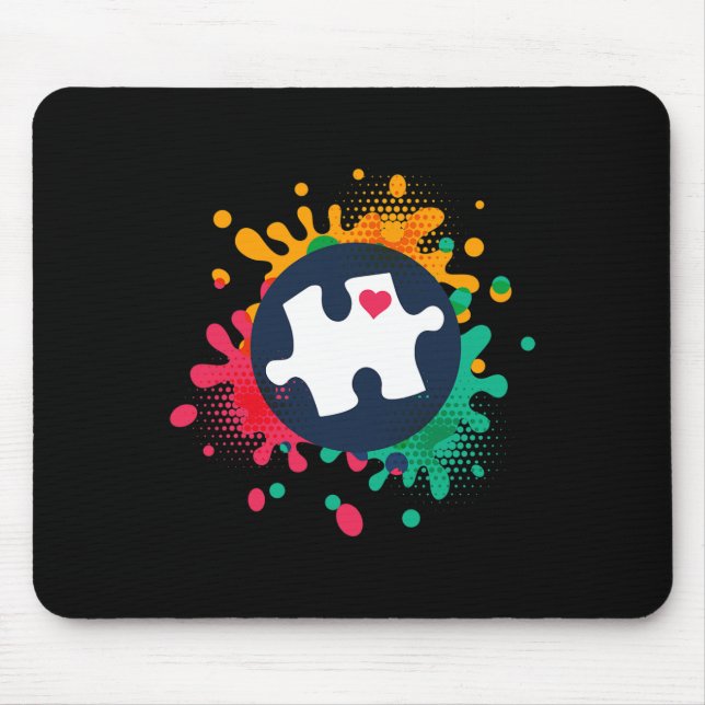 Autism Awareness Puzzle Piece Love Autistic Suppor Mouse Pad (Front)