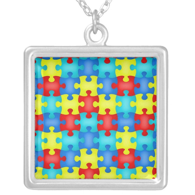 Autism Awareness Puzzle Piece Necklace (Front)