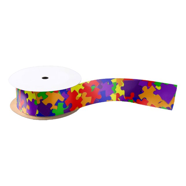 Autism Awareness Puzzle Piece Ribbon (Spool)