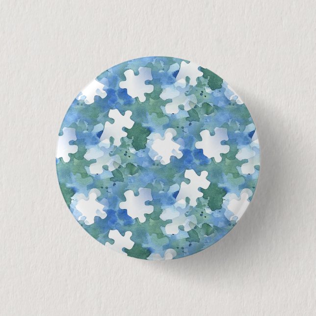Autism Awareness Puzzle Piece Stickers   Button (Front)