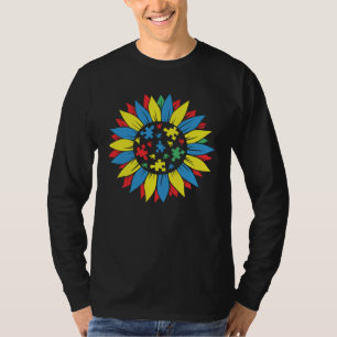 Autism Awareness Puzzle Piece Sunflower Autism War T-Shirt