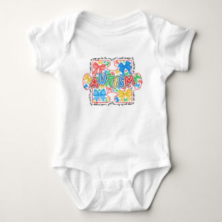 Autism Awareness Puzzle Piece with Coquette Bows Baby Bodysuit