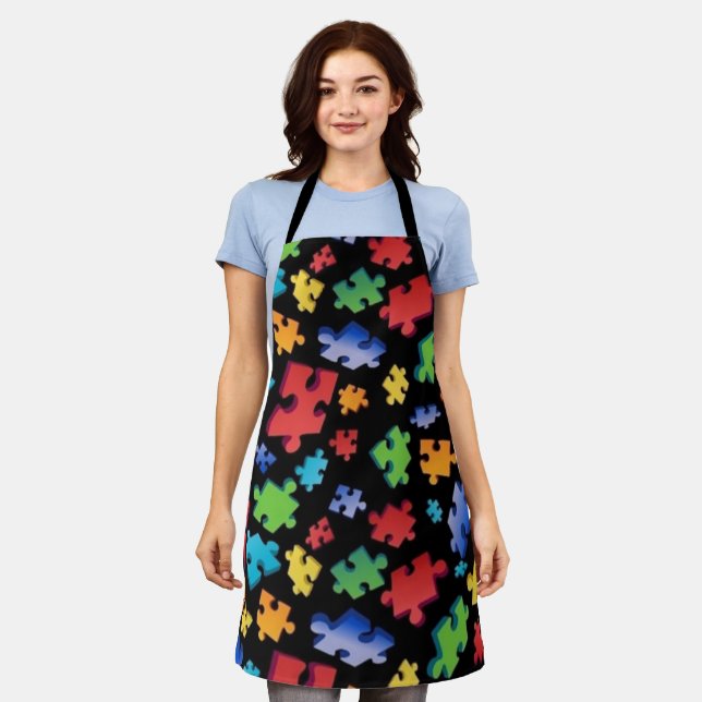 Autism Awareness Puzzle Pieces Apron (Worn)