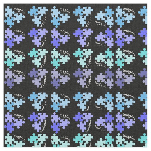 Autism Awareness Puzzle Pieces Black Fabric