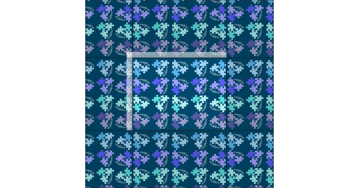 Autism Awareness Puzzle Pieces Blue Shades Fabric | Zazzle.com