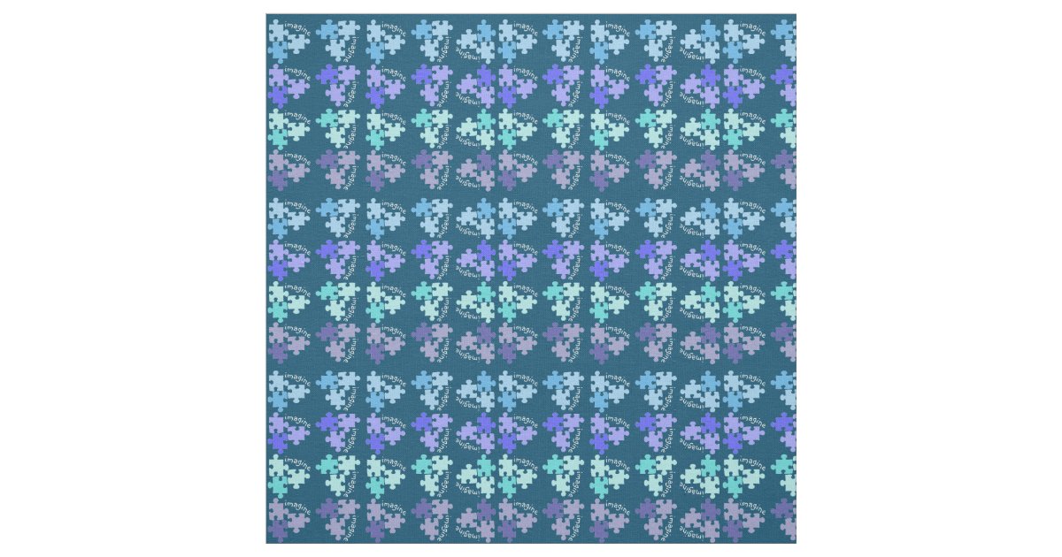 Autism Awareness Puzzle Pieces Blue Shades Fabric | Zazzle