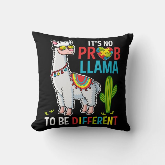 Autism Awareness Puzzle Pieces design features a l Throw Pillow (Front)