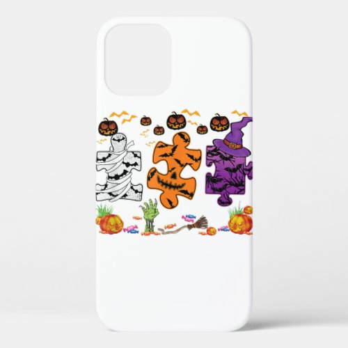 Autism Awareness Puzzle Pieces Halloween iPhone 12 Case