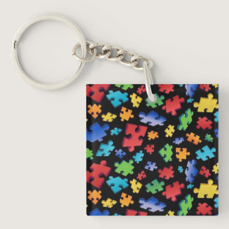 Autism Awareness Puzzle Pieces Keychain